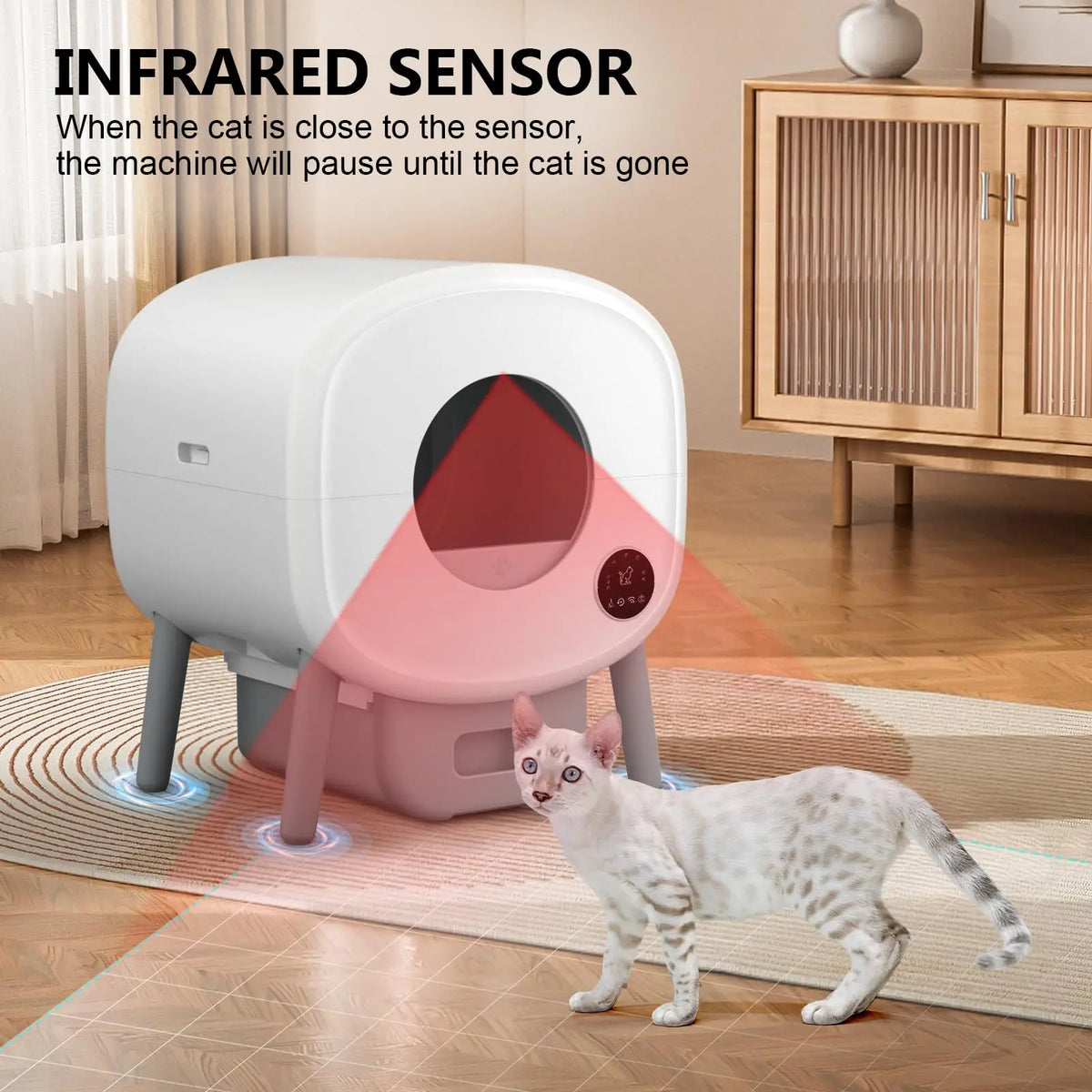 Automatic Smart App Controlled Cat Litter Box With Safety Sensors