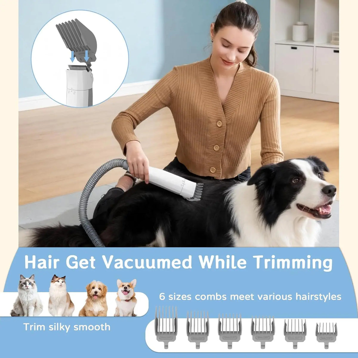 Professional Dog Grooming Vacuum Brush For Pet Hair Shedding