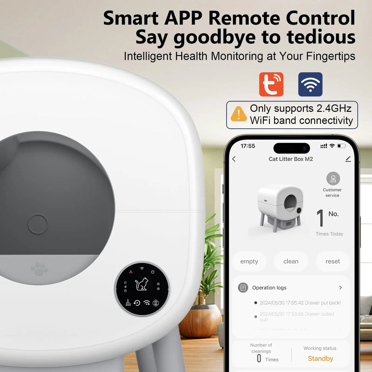 Automatic Smart App Controlled Cat Litter Box With Safety Sensors