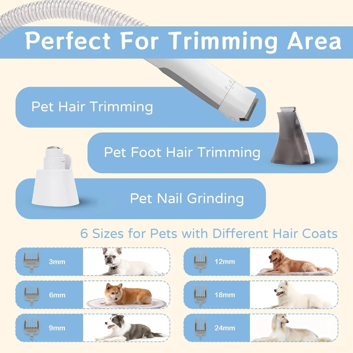Professional Dog Grooming Vacuum Brush For Pet Hair Shedding