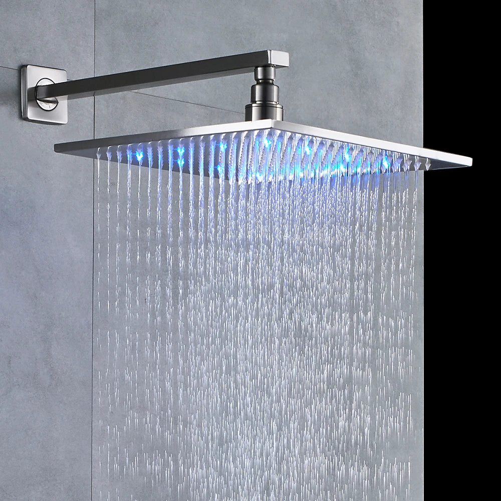 Shinesia Square LED Rainfall Shower Head Color Changing Lights