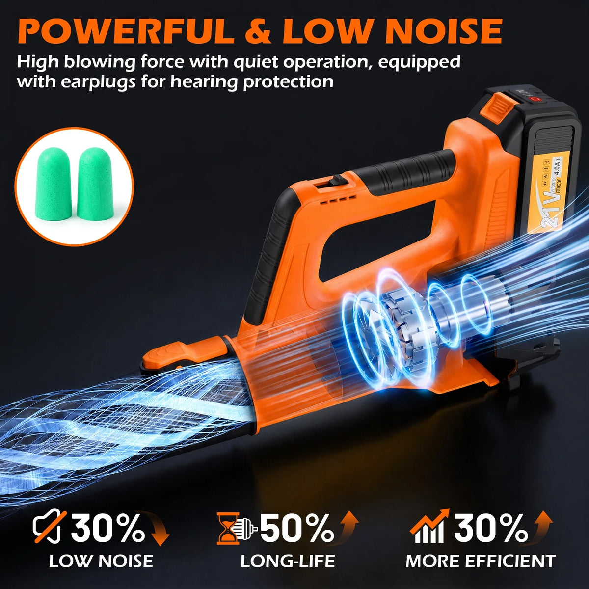 Cordless Electric Leaf Blower With Brushless Motor And Dual Batteries
