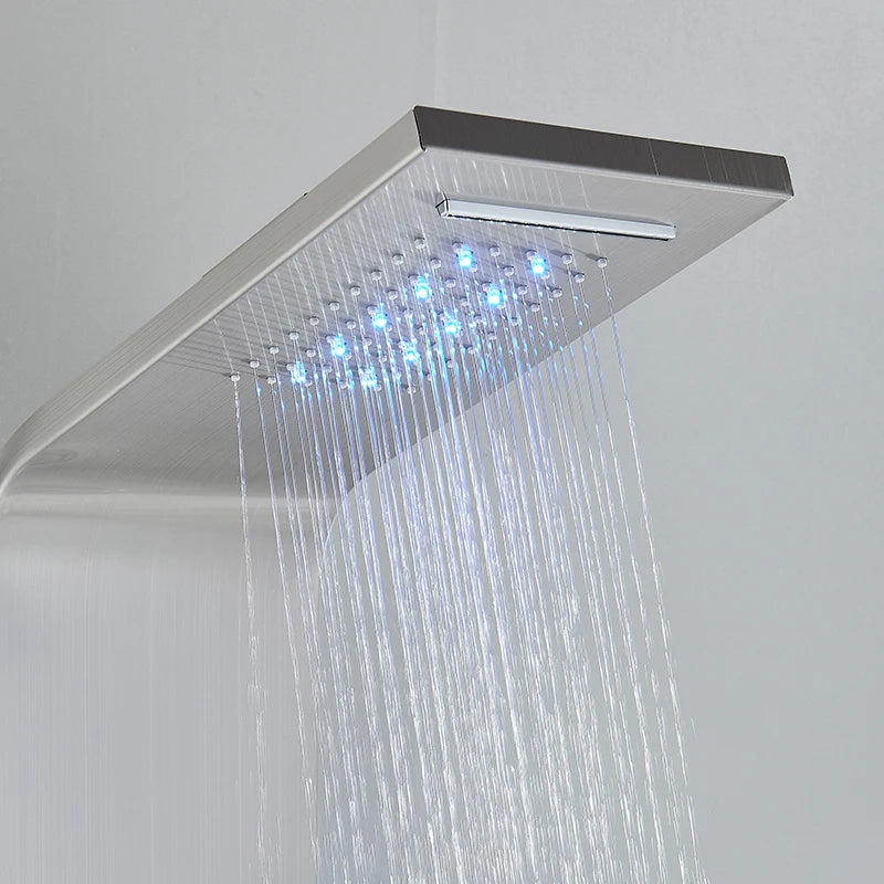 MYQualife Triple Handle Stainless Steel Shower Panel With LED Lighting
