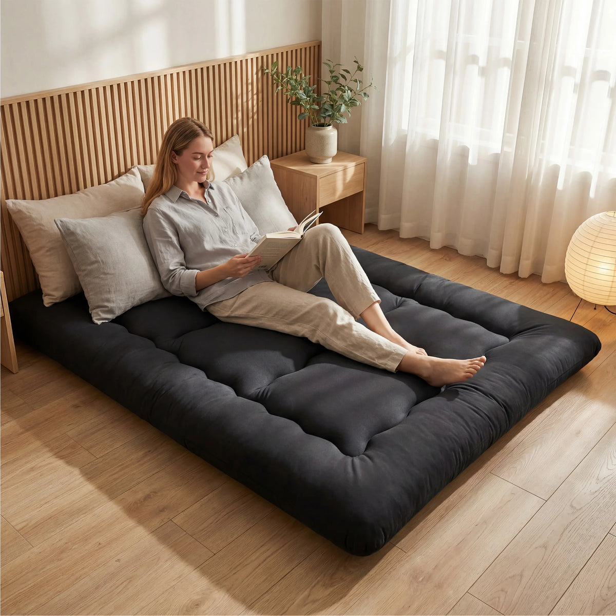 MCQ Foldable Futon Mattress With Removable Washable Cover And Comfort