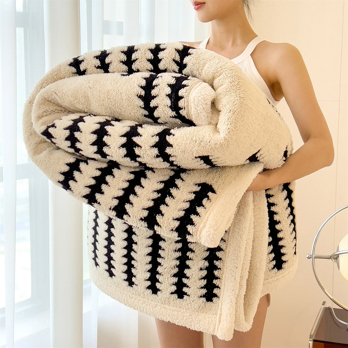 Ultra Soft Reversible Fluffy Sherpa Lined Coral Fleece Blanket