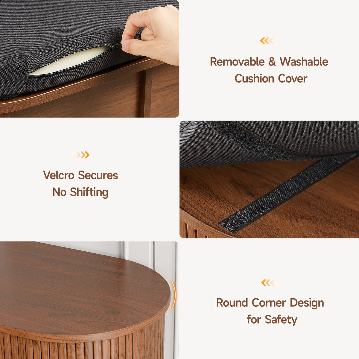 Wooden Three Tier Shoe Storage Bench With Cushioned Seat
