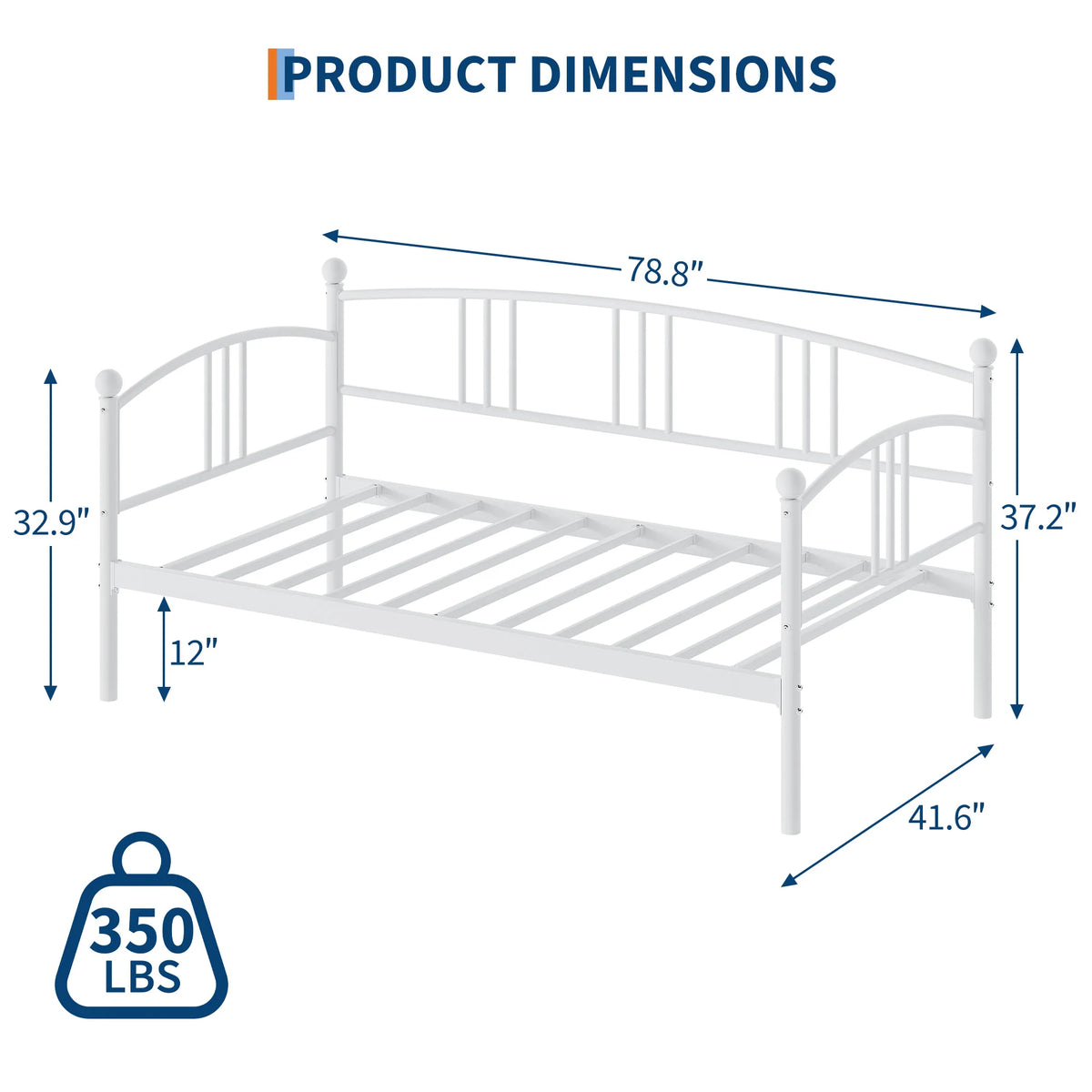 Gaomon Classic Metal Daybed With Trundle And Steel Slat Support