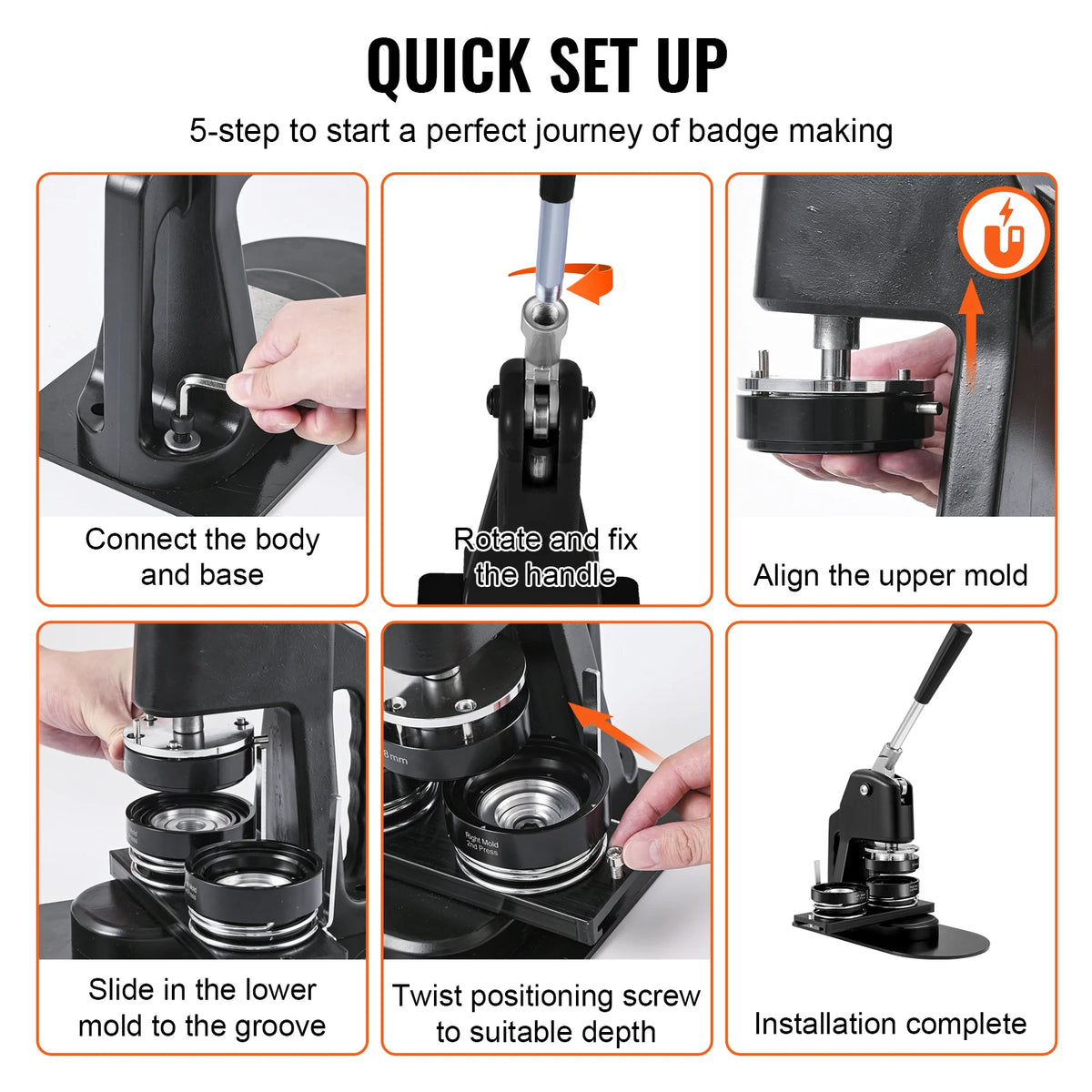 SucceBuy Manual Badge Maker Machine With Aluminum Die Sets