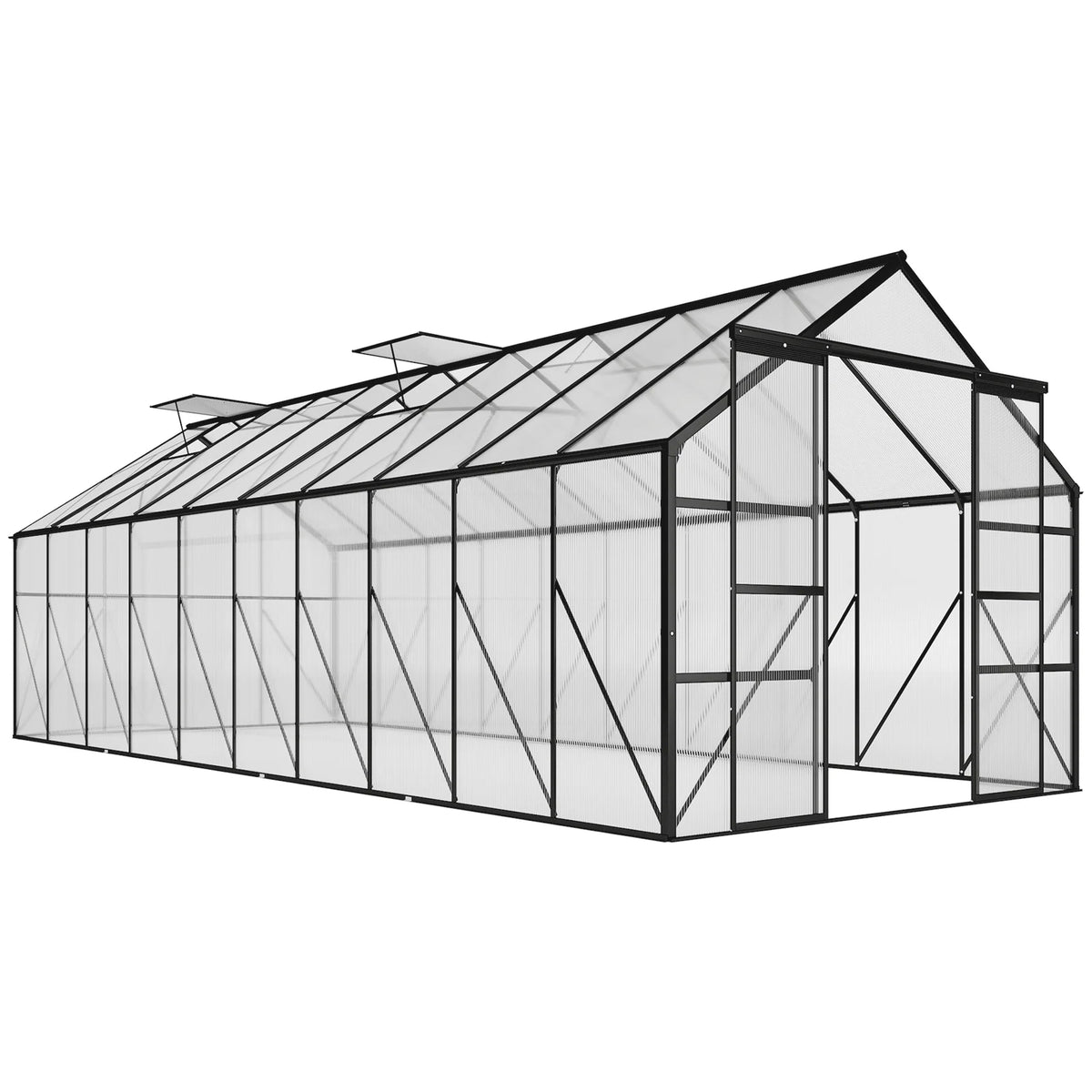 Outsunny Polycarbonate Garden Greenhouse Kit With Sliding Door
