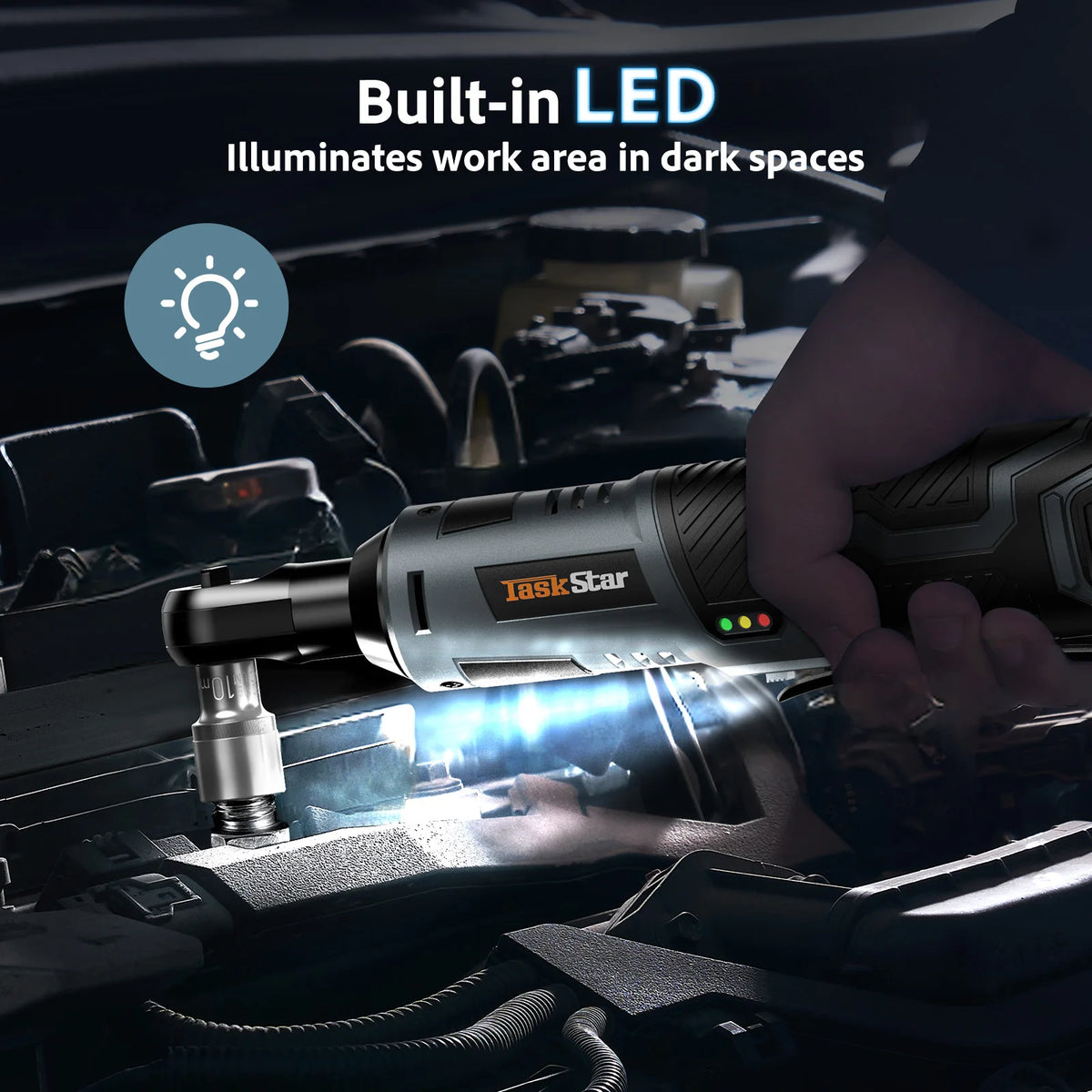 Taskstar 12V Electric Ratchet Wrench Kit With Two Rechargeable Batteries
