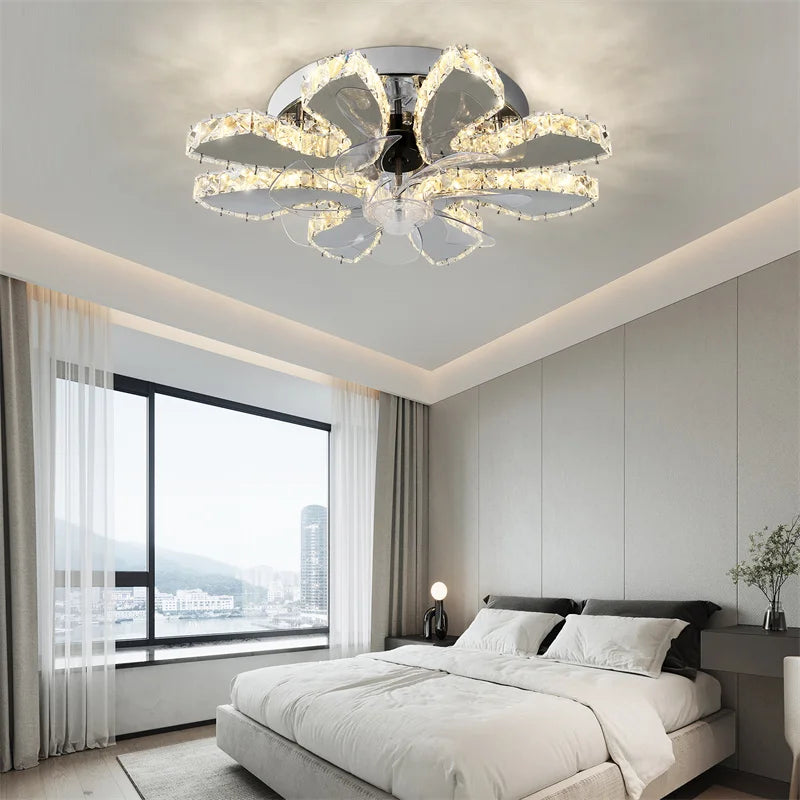 GreeLustr LED Ceiling Fan With Remote Control And Retractable Blades