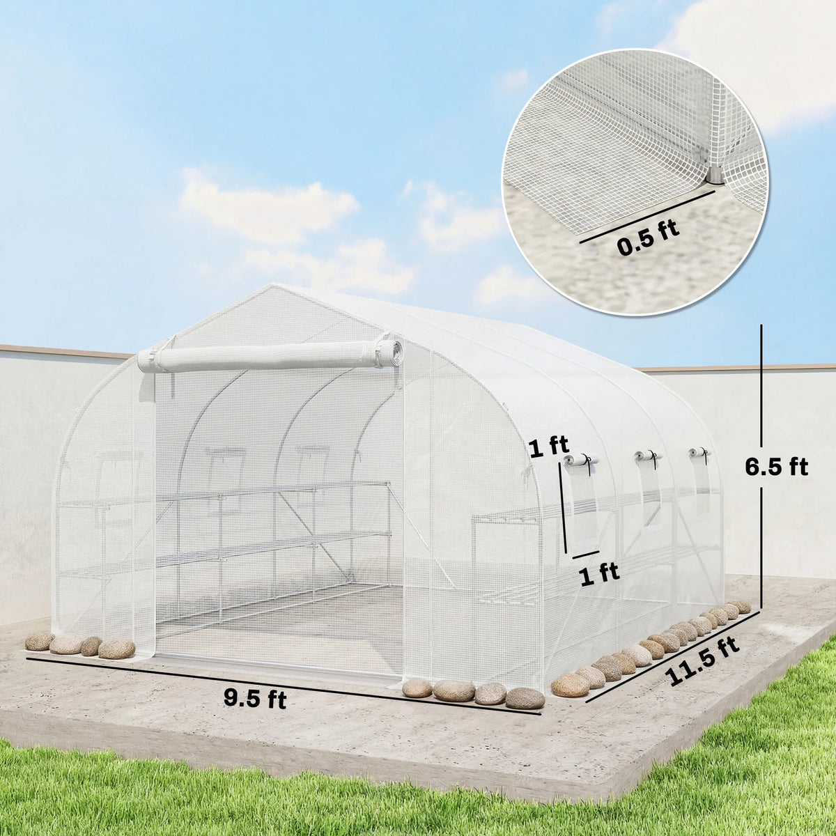 Outsunny Walk In Tunnel Greenhouse Portable Outdoor Garden Hoop House
