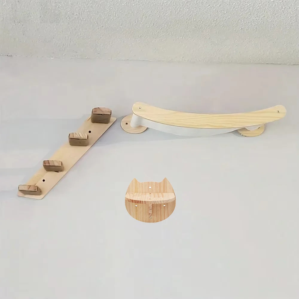 CWV Wall Mounted Cat Hammock And Sisal Rope Scratching Shelf