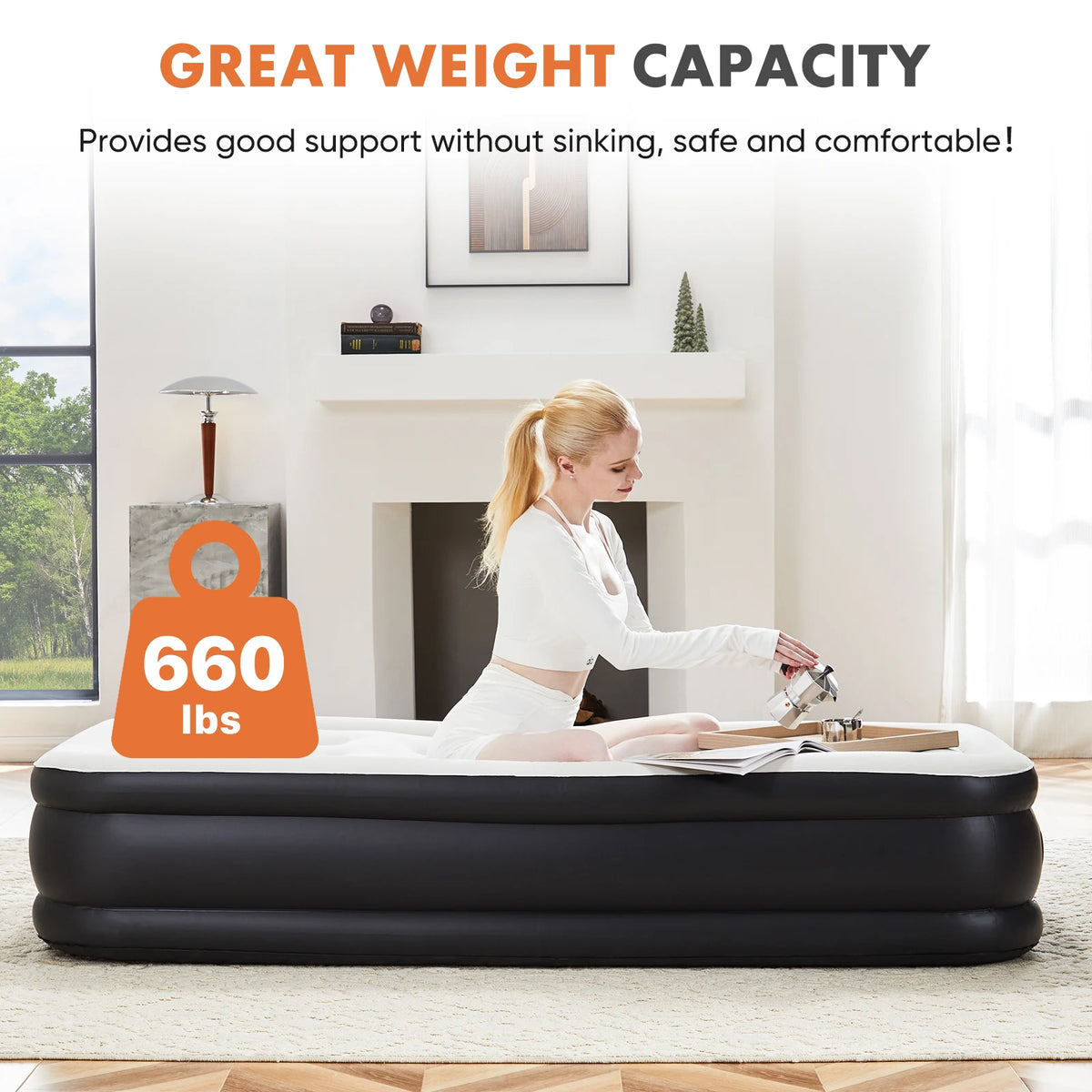 JHK Premium Thick Air Mattress For Comfortable Indoor Use