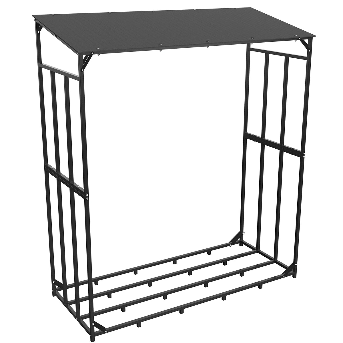 Heavy Duty Metal Firewood Rack With Cover For Outdoor Storage