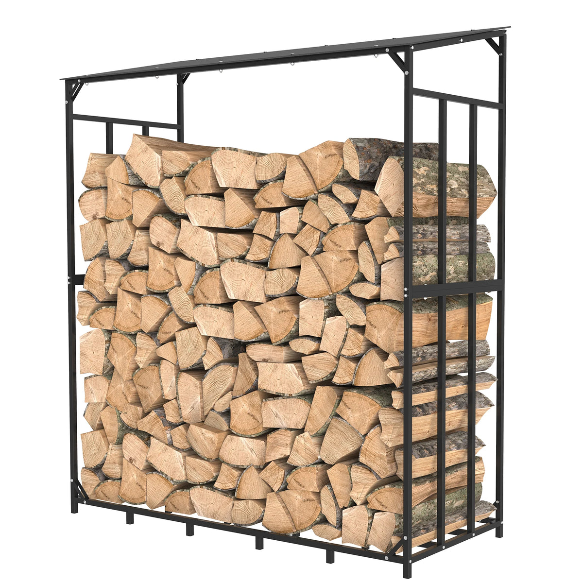 Heavy Duty Metal Firewood Rack With Cover For Outdoor Storage