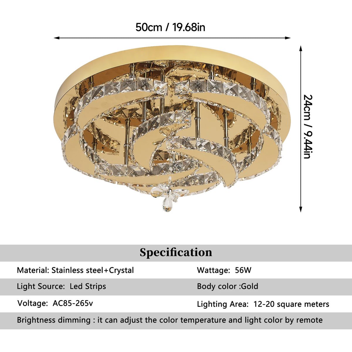 Vetrulus Modern K9 Crystal LED Chandelier For Living And Dining