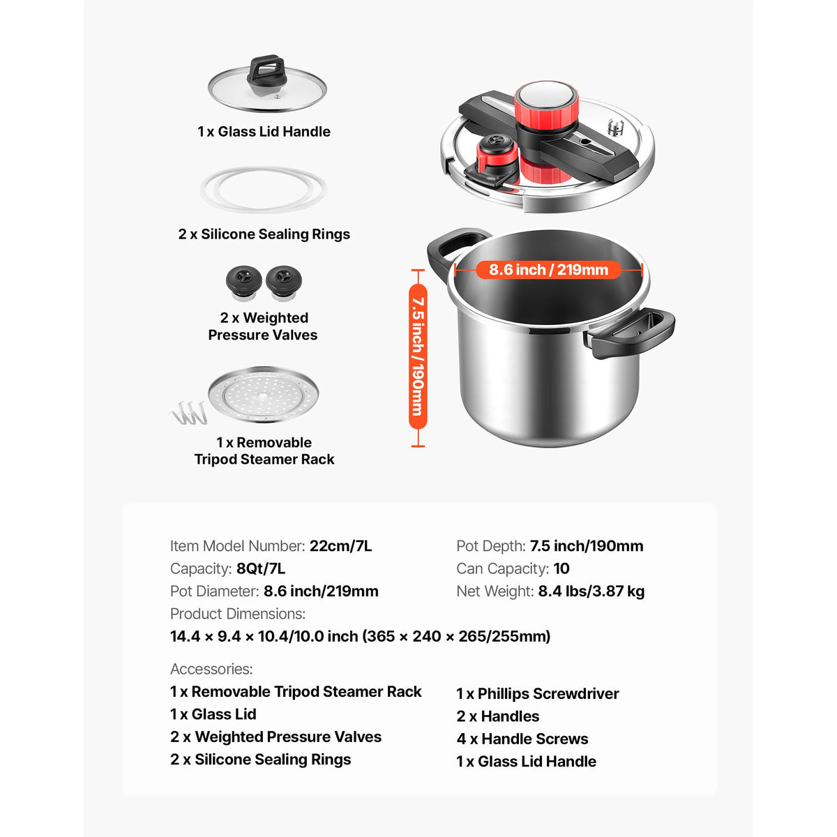 SucceBuy Stainless Steel Pressure Cooker With Tempered Glass Lid