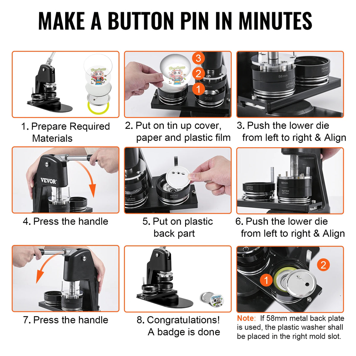 SucceBuy Manual Badge Maker Machine With Aluminum Die Sets