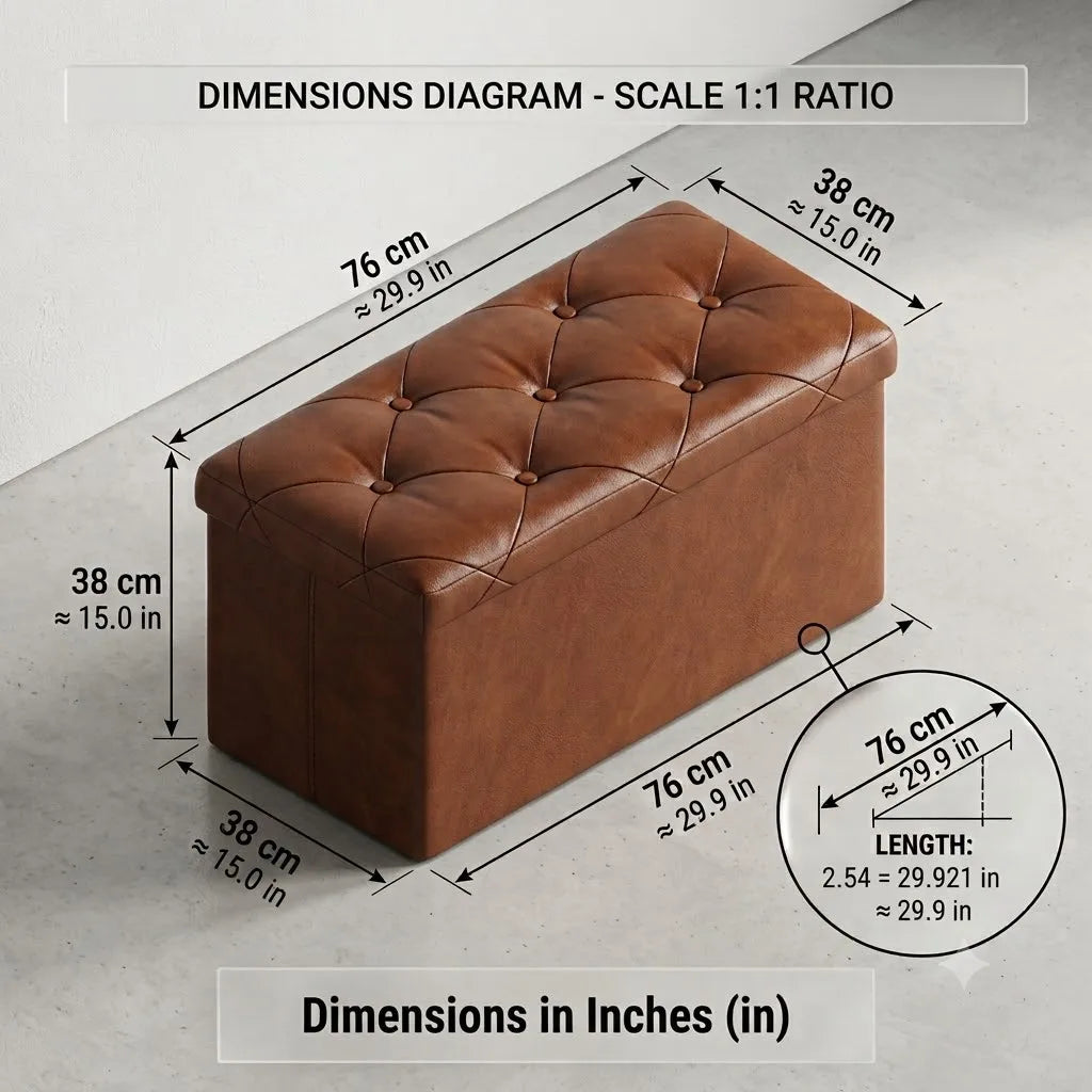 Tufted PU Leather Storage Ottoman Bench With Hidden Compartment