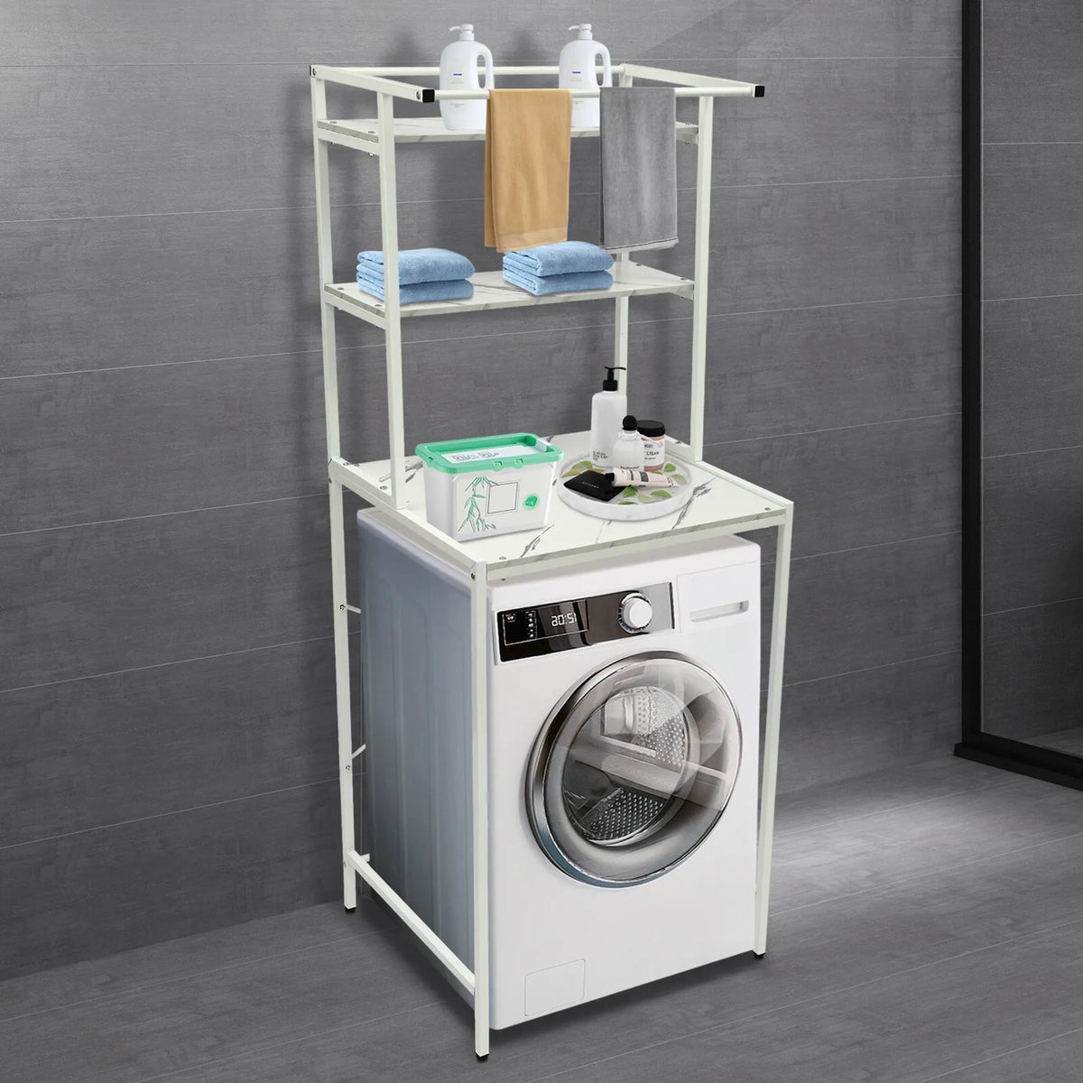 Three Tier Over Washer And Dryer Multi Shelf Storage Rack