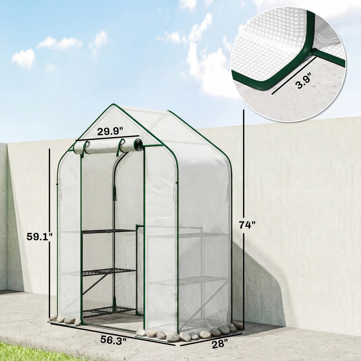 Outsunny Outdoor Greenhouse With Multi Tier Storage Shelves