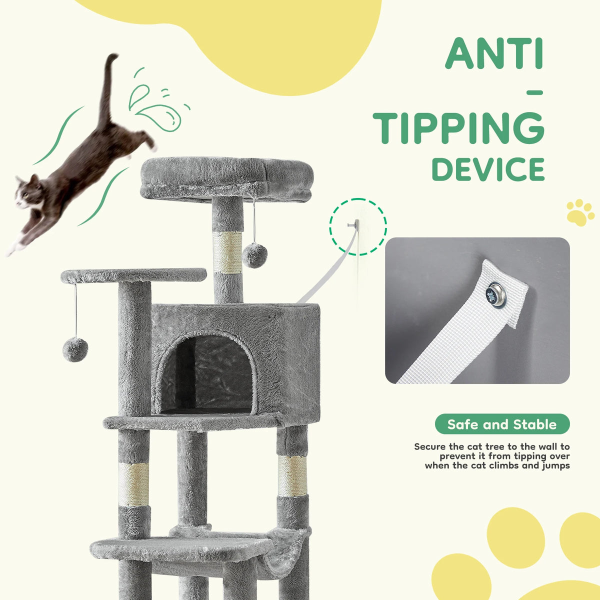 JHK Four Tier Cat Tree With Natural Sisal Scratching Posts