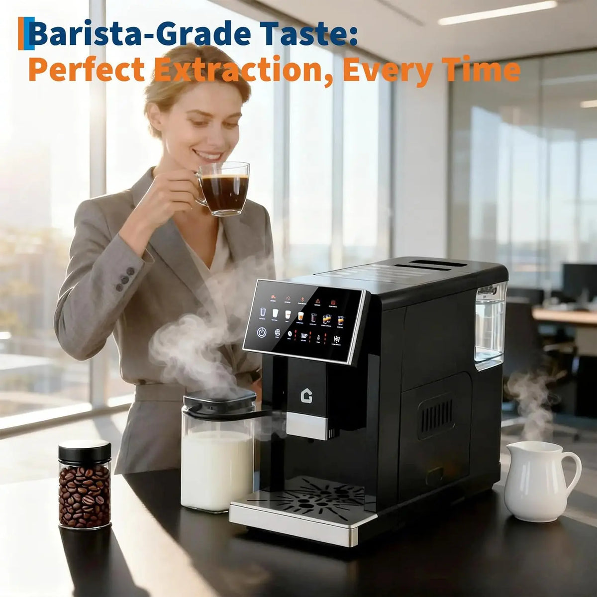 Acekool Automatic Espresso Maker With Grinder And Milk Frother