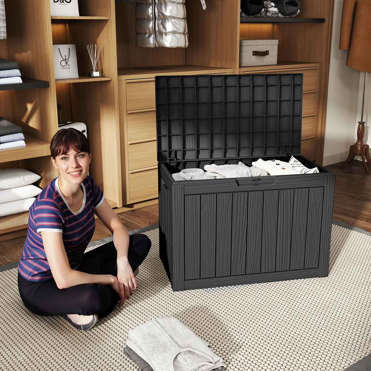 Waterproof Lockable Resin Outdoor Deck Storage Box For Patio