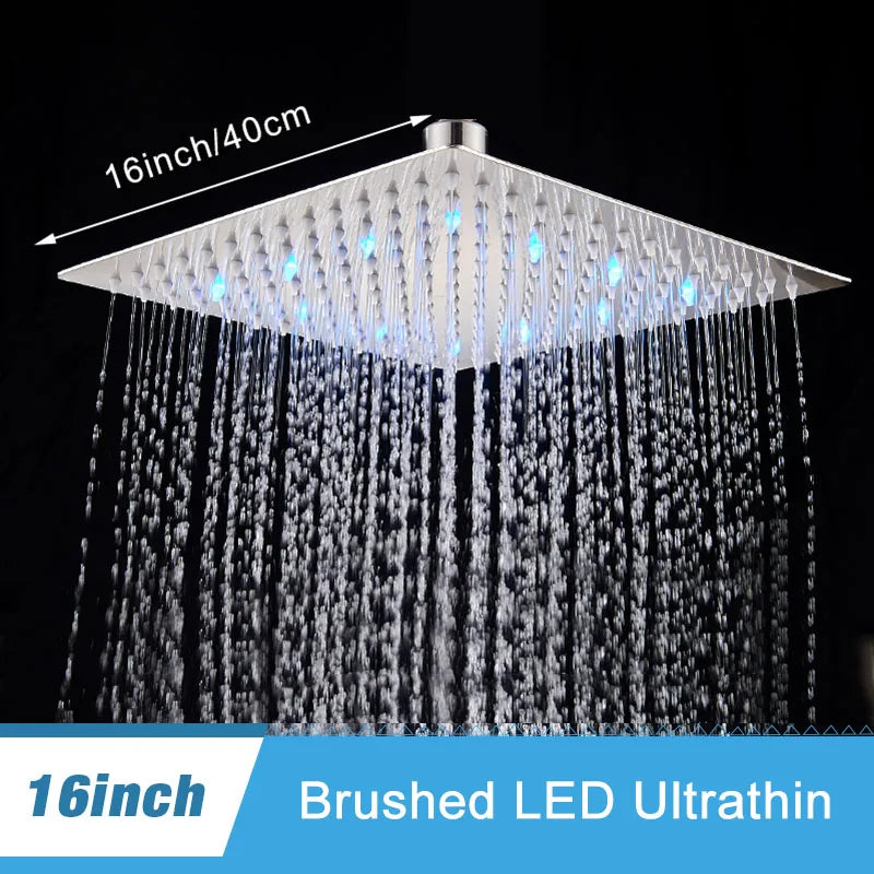 Shinesia Square LED Rainfall Shower Head Color Changing Lights