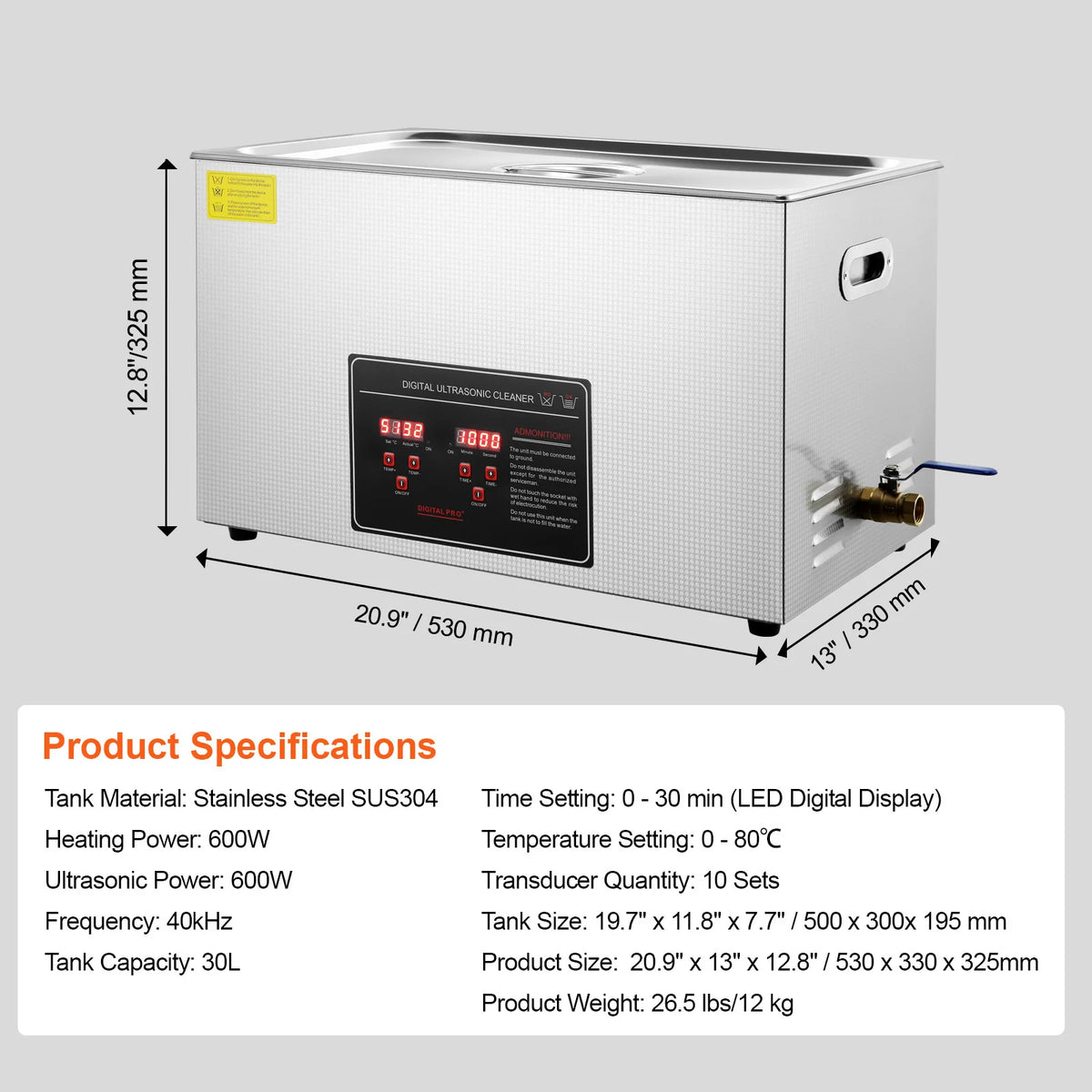 SucceBuy Stainless Steel Ultrasonic Cleaner With Digital Display