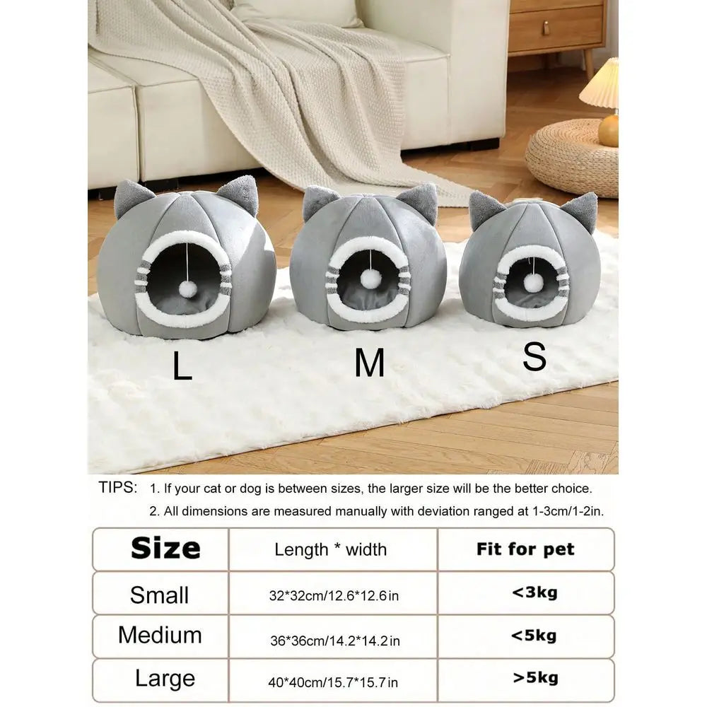 Washable Cat Bed Super Soft Kitten House With AntiSlip Bottom