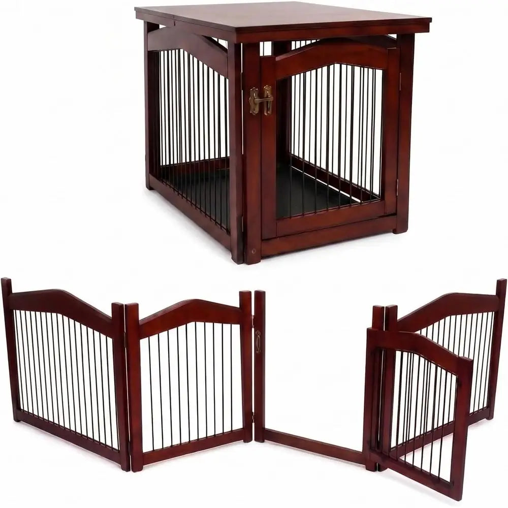 Dual Purpose Wooden Pet Crate Converts Easily Into Gate
