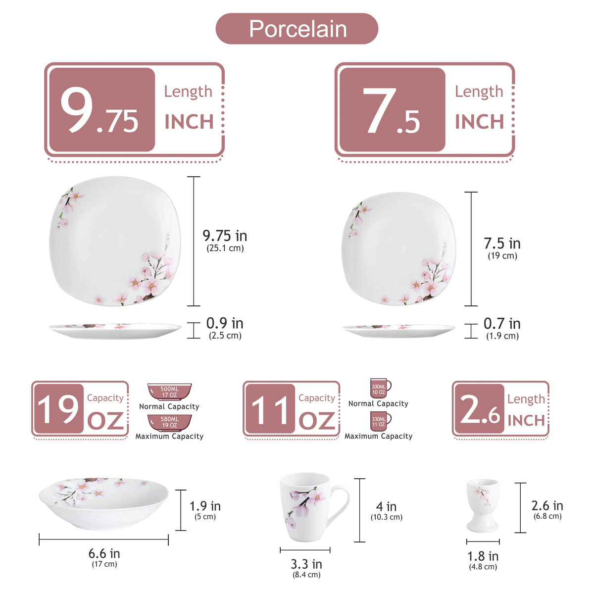 Malacasa Porcelain Floral Dinnerware Set For Elegant Dining