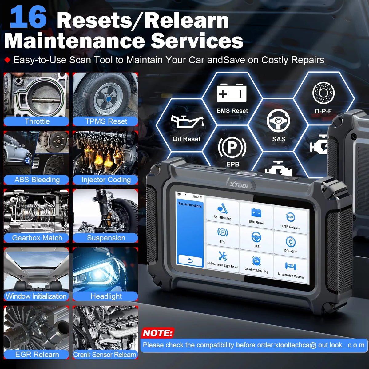 XTOOL D5S Auto OBD2 Scanner Featuring Complete System Reset Functions