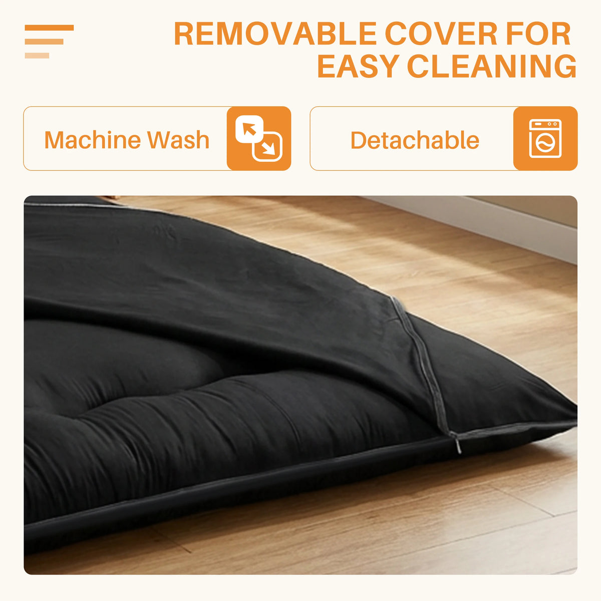 MCQ Foldable Futon Mattress With Removable Washable Cover And Comfort