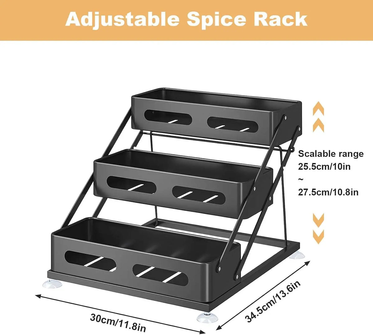Garvee 3-Tier Foldable Spice Rack With Suction Cups Cabinet
