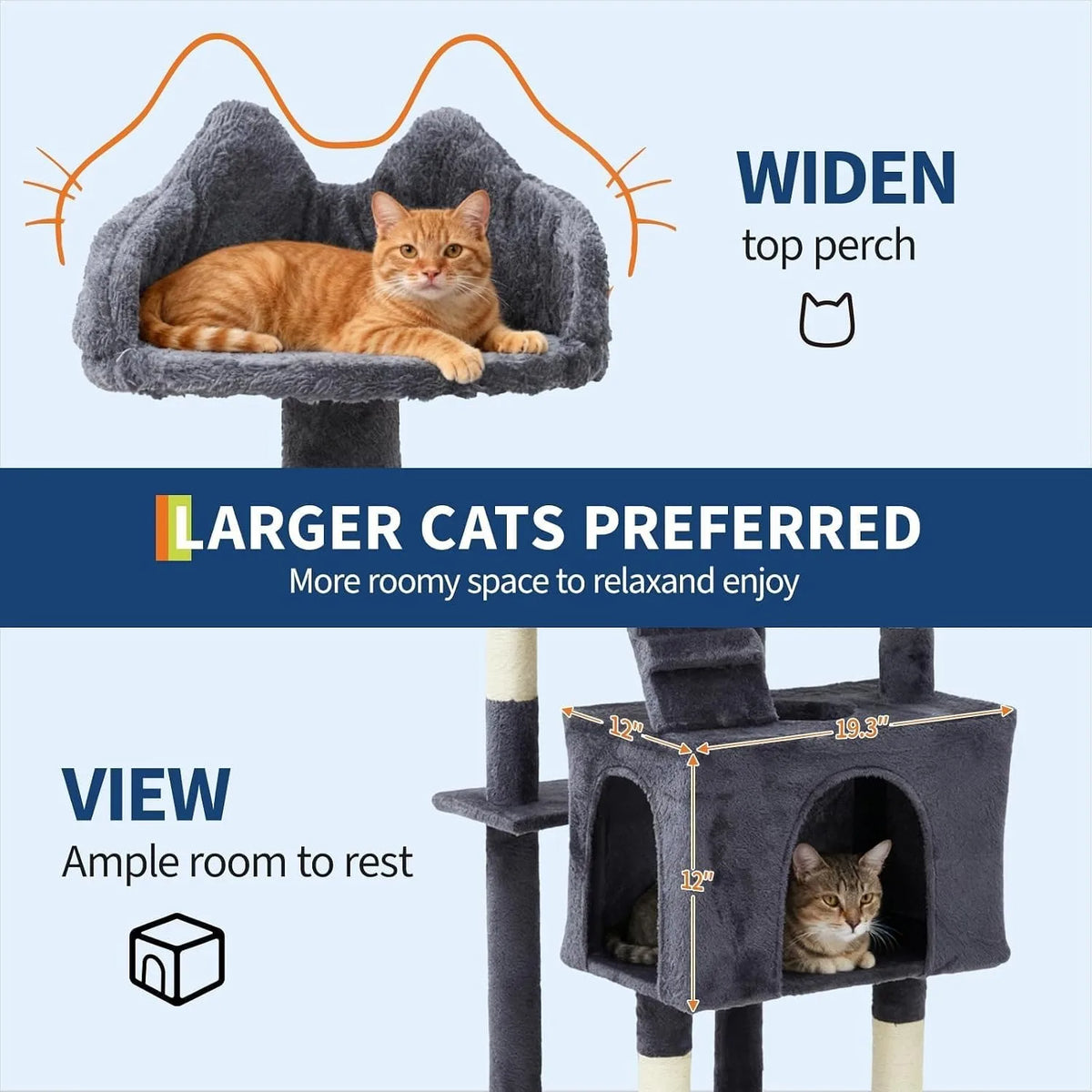 HOSSLLY Multi Level Cat Tree Tower With Scratching Posts Hammock
