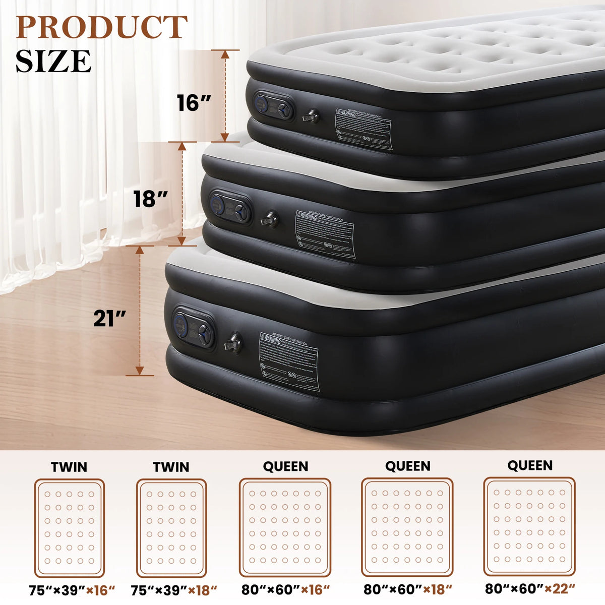 JHK Premium Thick Air Mattress For Comfortable Indoor Use
