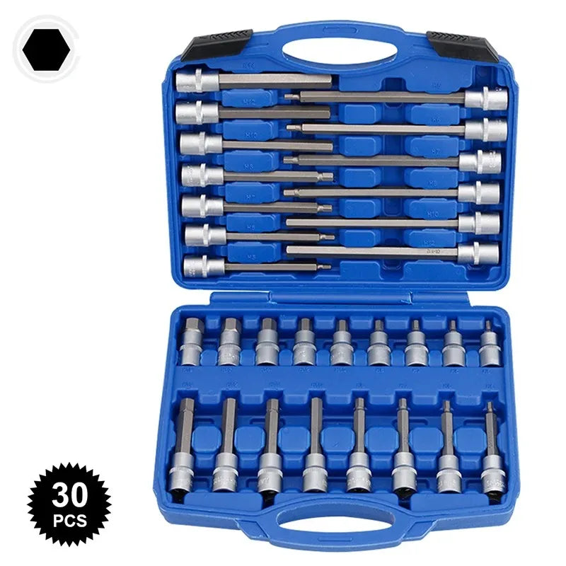 Extended External Torx Socket Sleeve Set With Wrench Handle