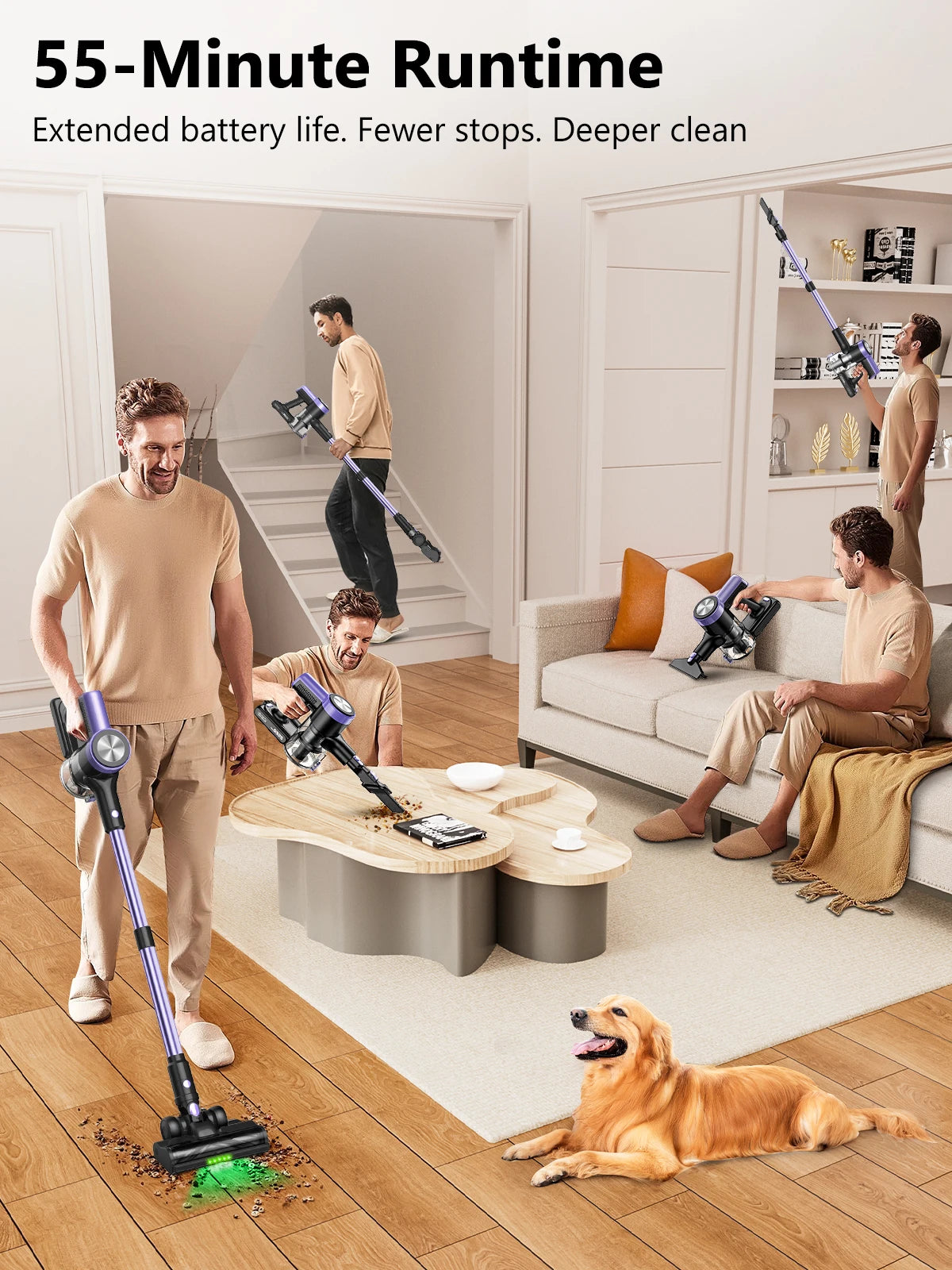 Suxiangvac Cordless Vacuum Cleaner With Led Screen And Hepa Filter