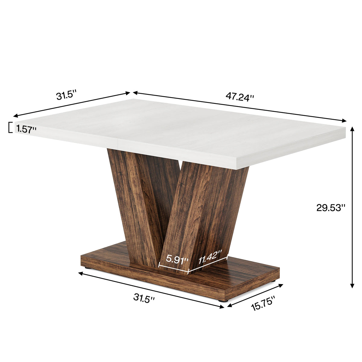 Tribesigns Heavy Duty Pedestal Farmhouse Wooden Dining Table
