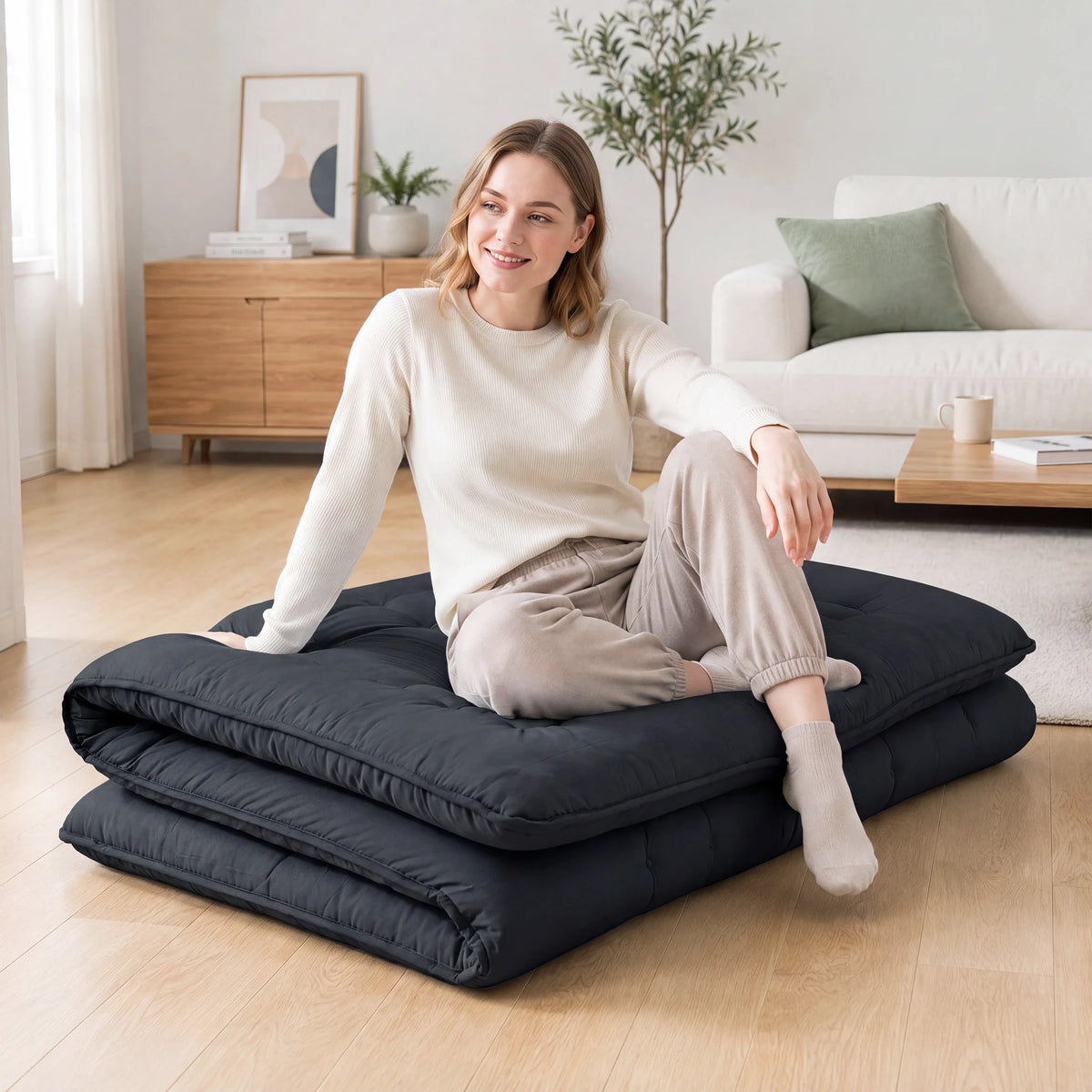 MCQ Foldable Futon Mattress With Removable Washable Cover And Comfort