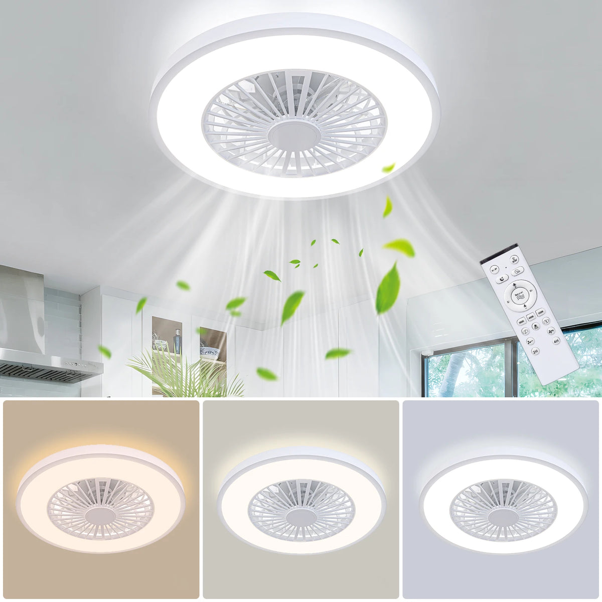 Silent Ceiling Fan With Remote Control And Dimmable Light