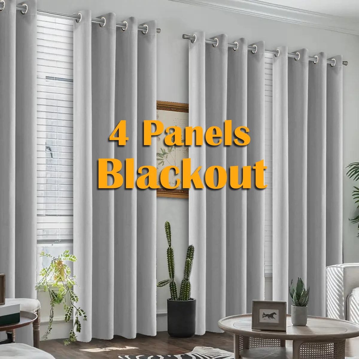 Heat Insulated Blackout Grommet Polyester Curtain Set
