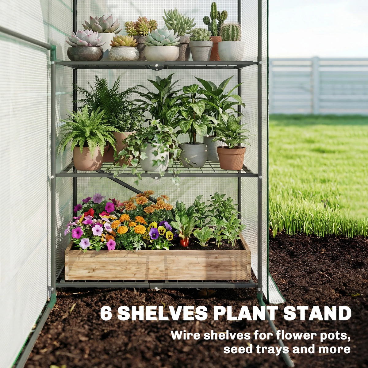 Outsunny Outdoor Greenhouse With Multi Tier Storage Shelves