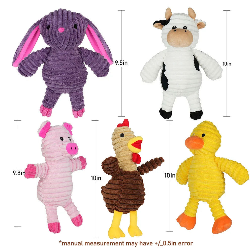Premium Plush Squeaky Dog Toys Pet Chew Play Bundle