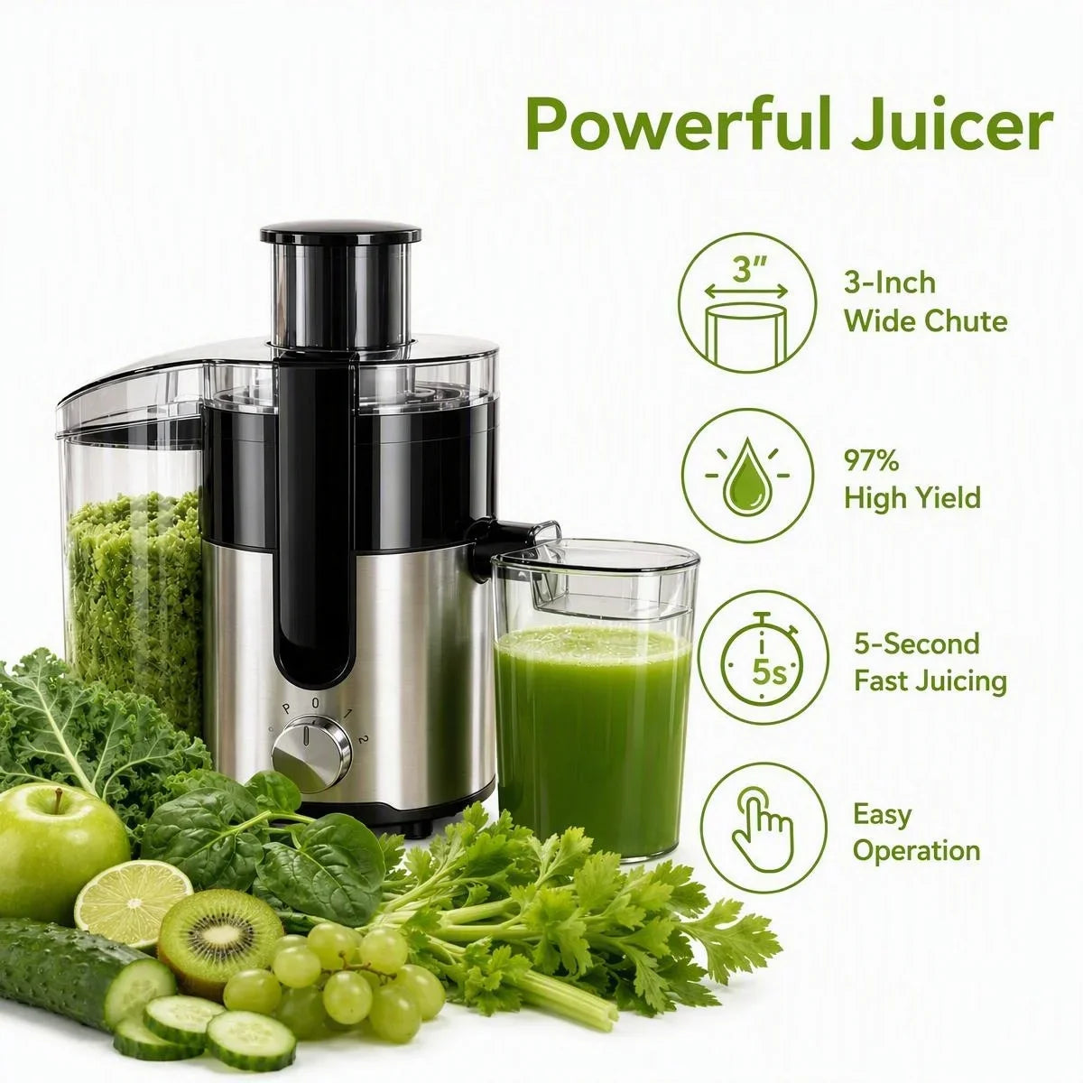 Stainless Steel Centrifugal Juicer For Rapid High Yield Fresh Juice