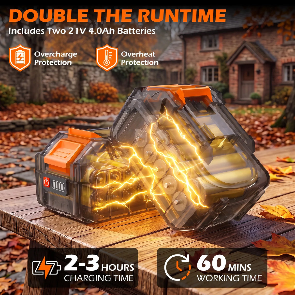 Cordless Electric Leaf Blower With Brushless Motor And Dual Batteries