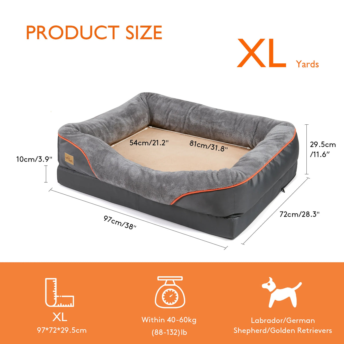 Bingopaw Comfy Dog Bed With Removable Washable Waterproof Cover